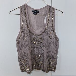 Revamped By Sirens Sheer Beaded Sequin Y2K Dressy Boho Tank Size S Blush Pink